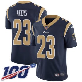 Wholesale Cheap Nike Rams #23 Cam Akers Navy Blue Team Color Men\'s Stitched NFL 100th Season Vapor Untouchable Limited Jersey
