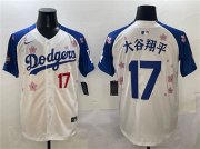 Cheap Men's Los Angeles Dodgers #17 Shohei Ohtani White Royal 2025 Tokyo Series Limited Stitched Baseball Jersey