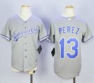 Wholesale Cheap Royals #13 Salvador Perez Grey Cool Base Stitched Youth MLB Jersey