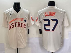 Cheap Men\'s Houston Astros #27 Jose Altuve Cream Throwback Cooperstown Collection Limited Stitched Baseball Jersey