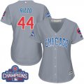 Wholesale Cheap Cubs #44 Anthony Rizzo Grey Road 2016 World Series Champions Women's Stitched MLB Jersey