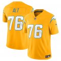 Cheap Men's Los Angeles Chargers #76 Joe Alt Gold 2025 F.U.S.E. Alternate Vapor Limited Football Stitched Jersey