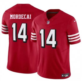 Men\'s San Francisco 49ers #14 Tanner Mordecai New Red 2025 F.U.S.E. Vapor Untouchable Limited Football Stitched Jersey Cheap