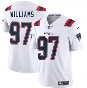 Men\'s New England Patriots #97 Milton Williams White 2025 Vapor Limited Football Stitched Jersey Cheap