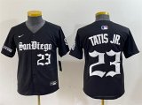 Cheap Youth San Diego Padres #23 Fernando Tatis Jr. Black Gothic Edition Vapor Limited Stitched Baseball Jersey
