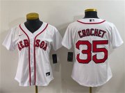Cheap Youth Boston Red Sox #35 Garrett Crochet White Cool Base Stitched Baseball Jersey