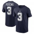 Men's Dallas Cowboys #3 George Pickens Navy T-Shirt Cheap Wholesale