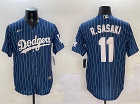 Men\'s Los Angeles Dodgers #11 Roki Sasaki Navy Cool Base Stitched Baseball Jersey Cheap