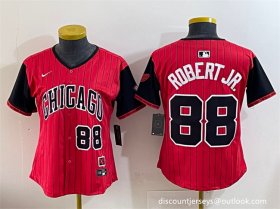 Women\'s Chicago White Sox #88 Luis Robert Jr. Red Black 2025 City Connect Limited Stitched Baseball Jersey(Run Small) Cheap