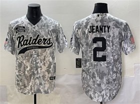 Men\'s Las Vegas Raiders #2 Ashton Jeanty 2024 Arctic Camo Salute to Service Stitched Baseball Jersey Cheap