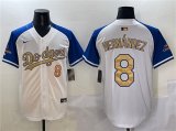 Cheap Men's Los Angeles Dodgers #8 Enrique Hernandez White Royal Gold 2024 World Series Champions Vapor Limited Stitched Baseball Jersey