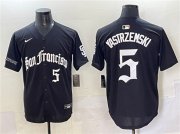 Cheap Men's San Francisco Giants #5 Mike Yastrzemski Black 'Gothic Fog Edition' Vapor Premier Limited Stitched Baseball Jersey