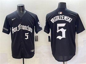 Cheap Men\'s San Francisco Giants #5 Mike Yastrzemski Black \'Gothic Fog Edition\' Vapor Premier Limited Stitched Baseball Jersey
