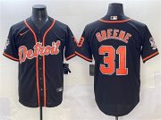 Men's Detroit Tigers #31 Riley Greene Black With Patch Cool Base Stitched Baseball Jersey Cheap