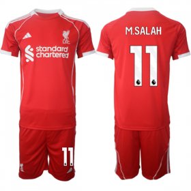 Men\'s Liverpool #11 Mohamed Salah 2025 Red Home Soccer Jersey Suit