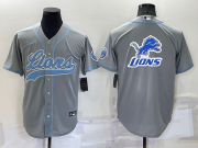 Wholesale Cheap Men's Detroit Lions Grey Team Big Logo With Patch Cool Base Stitched Baseball Jersey