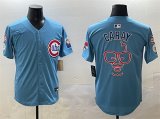 Men's Chicago Cubs Blue Harry Caray 'Holy Cow' Patch 2024-25 2nd Alternate Limited Stitched Baseball Jersey Cheap