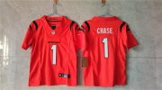 Women's Cincinnati Bengals #1 Ja'Marr Chase Orange F.U.S.E. Vapor Football Stitched Jersey(Run Small) Cheap Wholesale