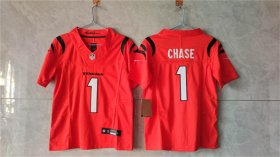 Women\'s Cincinnati Bengals #1 Ja\'Marr Chase Orange F.U.S.E. Vapor Football Stitched Jersey(Run Small) Cheap Wholesale