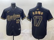 Cheap Men's Los Angeles Dodgers #17 Shohei Ohtani Black Gold Limited Stitched Jersey