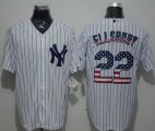 Wholesale Cheap Yankees #22 Jacoby Ellsbury White Strip USA Flag Fashion Stitched MLB Jersey