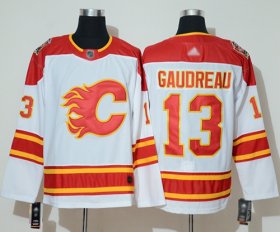 Wholesale Cheap Adidas Flames #13 Johnny Gaudreau White Authentic 2019 Heritage Classic Stitched NHL Jersey