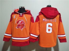 Wholesale Cheap Men\'s Tampa Bay Buccaneers #6 Baker Mayfield Orange Red Ageless Must-Have Lace-Up Pullover Hoodie