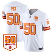 Cheap Men's Tampa Bay Buccaneers #50 Vita Vea White 2025 F.U.S.E. 50th Anniversary Patch Vapor Limited Football Stitched Jersey