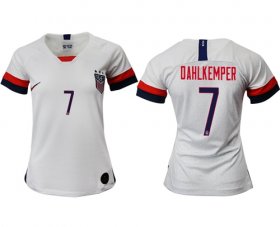 Wholesale Cheap Women\'s USA #7 Dahlkemper Home Soccer Country Jersey
