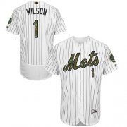 Wholesale Cheap Mets #1 Mookie Wilson White(Blue Strip) Flexbase Authentic Collection Memorial Day Stitched MLB Jersey