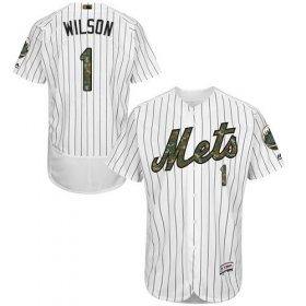 Wholesale Cheap Mets #1 Mookie Wilson White(Blue Strip) Flexbase Authentic Collection Memorial Day Stitched MLB Jersey