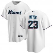 Cheap Men's Miami Marlins #23 Max Meyer White Cool Base Stitched Baseball Jersey