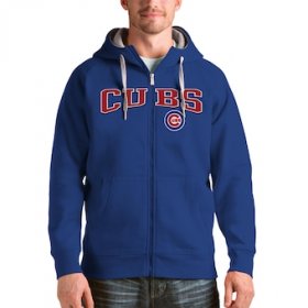 Cheap Men\'s Chicago Cubs Antigua Team Logo Victory Full-Zip Hoodie - Royal