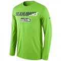 Wholesale Cheap Men's Seattle Seahawks Nike Neon Green Legend Staff Practice Long Sleeves Performance T-Shirt