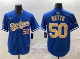 Cheap Men's Los Angeles Dodgers #50 Mookie Betts Royal 2025 Gold Collection Limited Stitched Baseball Jersey