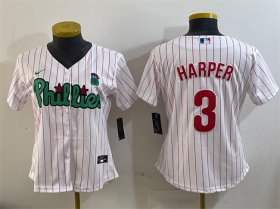 Cheap Women\'s Philadelphia Phillies #3 Bryce Harper Phanatic White Stitched Baseball Jersey(Run Small)