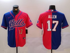 Cheap Men\'s Buffalo Bills #17 Josh Allen Red Blue Team Cool Base Stitched Baseball Jerseys