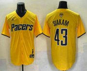 Cheap Men's Indiana Pacers #43 Pascal Siakam Yellow 2025 Finals Vapor Stitched Baseball Jersey