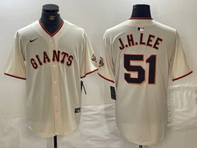 Cheap Men\'s San Francisco Giants #51 Jung Hoo Lee Cream 2024 Home Limited Stitched Baseball Jersey