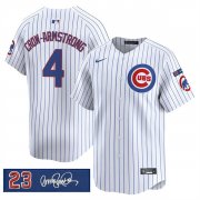 Men's Chicago Cubs #4 Pete Crow-Armstrong White Pinstripe 'Ryne Sandberg Tribute' Vapor Limited V3 Stitched Baseball Jersey Cheap Wholesale