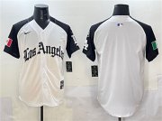 Cheap Men's Los Angeles Dodgers Blank Team Big Logo White Black Mexico 2025 LA Gothic Style With Fernando Patch Vapor Premier Limited Stitched Baseball Jersey