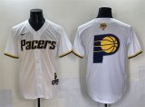Cheap Men's Indiana Pacers Team Big Logo White 2025 Finals Vapor Stitched Baseball Jersey