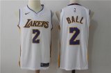 Wholesale Cheap Men's Los Angeles Lakers #2 Lonzo Ball New White 2017-2018 Nike Swingman Stitched NBA Jersey