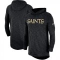 Wholesale Cheap Men's New Orleans Saints Nike Black Sideline Slub Performance Hooded Long Sleeve T-Shirt