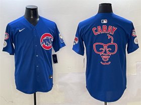 Men\'s Chicago Cubs Royal Harry Caray \'Holy Cow\' Patch Limited Stitched Baseball Jersey Cheap