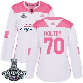 Wholesale Cheap Adidas Capitals #70 Braden Holtby White/Pink Authentic Fashion Stanley Cup Final Champions Women\'s Stitched NHL Jersey