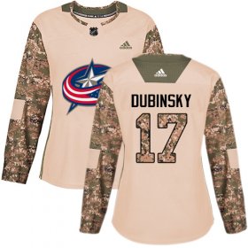 Wholesale Cheap Adidas Blue Jackets #17 Brandon Dubinsky Camo Authentic 2017 Veterans Day Women\'s Stitched NHL Jersey