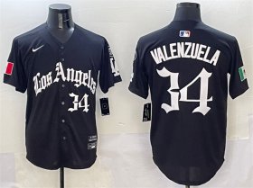 Cheap Men\'s Los Angeles Dodgers #34 Fernando Valenzuela Black Mexico 2025 LA Gothic Style With Fernando Patch Vapor Premier Limited Stitched Baseball Jersey