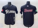 Cheap Men's Texas Rangers Team Big Logo Black Mexico 2025 Vapor Premier Limited Stitched Baseball Jersey