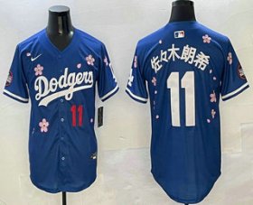 Cheap Men\'s Los Angeles Dodgers #11 Roki Sasaki Blue Japanese 2025 Tokyo Series Limited Jersey